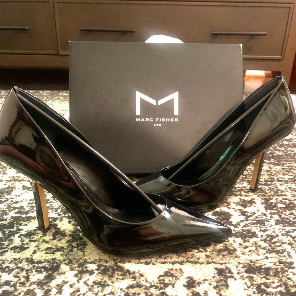 Marc Fisher Patent Black Leather Pumps